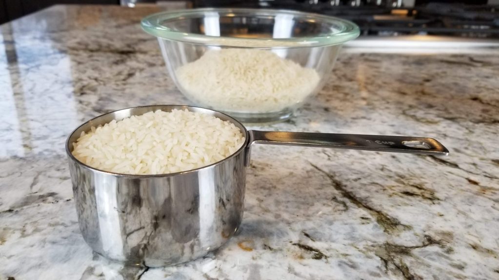 Start your rice congee with one cup of rice.